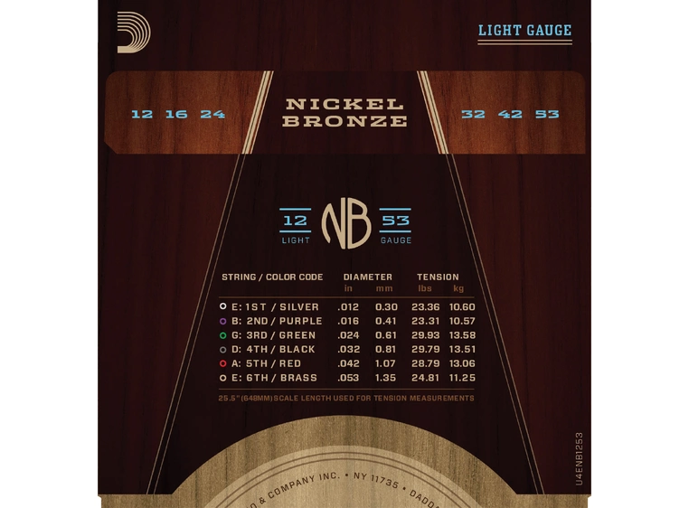 D'addario NB1253 Nickel Bronze (012-053) Ak. Gitarstrenger 